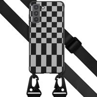 Selencia SilikonHülle design mit abnehmbarem Band Samsung Galaxy S21 FE - Irregular Check Black