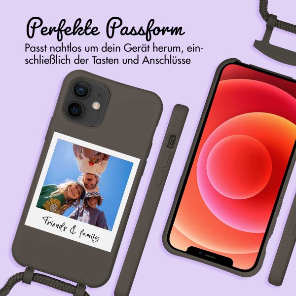 Personalisierte Color Backcover MagSafe mit abtrennbarem Band und Polaroid für iPhone 12 Pro - Black Coffee