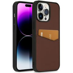 Accezz Premium Leather Card Slot Back Cover Apple iPhone 14 Pro Max - Braun