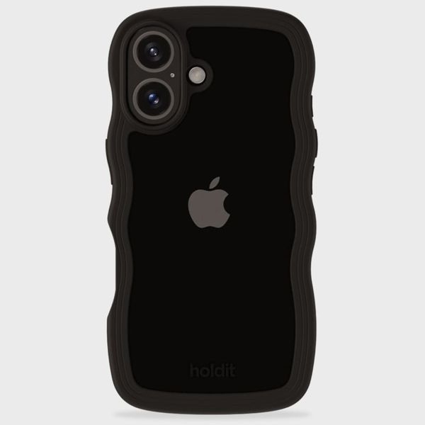 Holdit Wavy Case für das iPhone 16 Plus - Black / Transparent