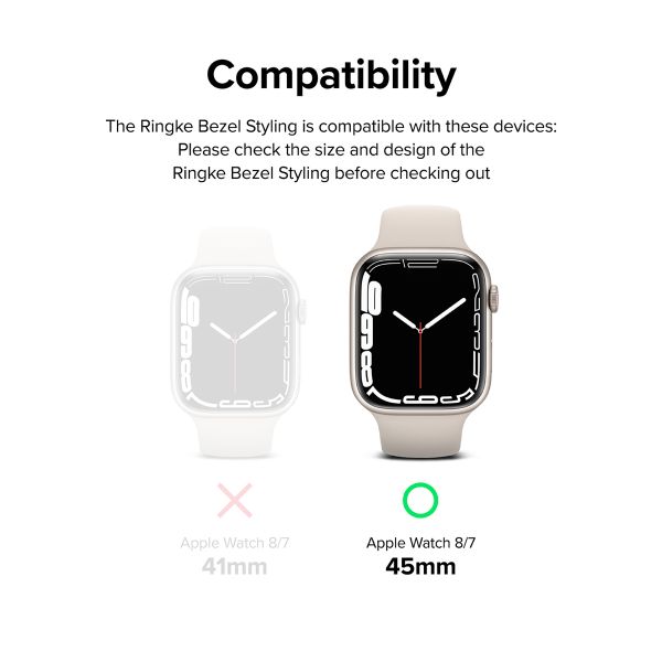 Ringke Bezel Styling für die Apple Watch Series 7 / 8 / 9 - 45 mm - Hairline Plain Silver