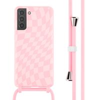 imoshion Silikonhülle design mit Band für das Samsung Galaxy S21 Plus - Retro Pink