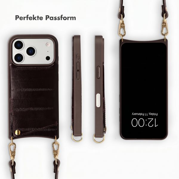 Selencia Nova Echtleder Backcover mit Kartenhalter Apple iPhone 17 Pro - Dark Chocolate