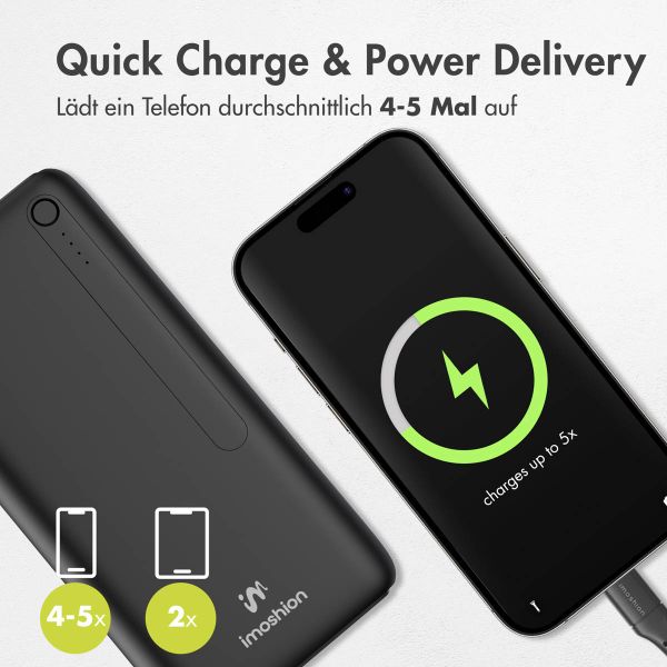 imoshion Powerbank - 27.000 mAh - Schnelles Aufladen und Power Delivery - Schwarz