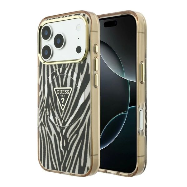 Guess MagSafe Case Apple iPhone 18 Pro Max / 17 Pro Max - Zebra Gold
