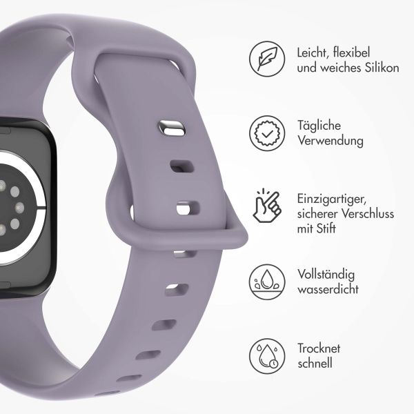 imoshion Silikon-Armband⁺ für  Apple Watch Series 1 t/m 11 / SE / Ultra (44/45/46/49 mm) - Größe M/L - Lavender
