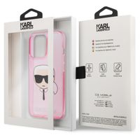 Karl Lagerfeld Karl's Head Silikonhülle Glitter für das iPhone 13 Pro - Transparent Rosa