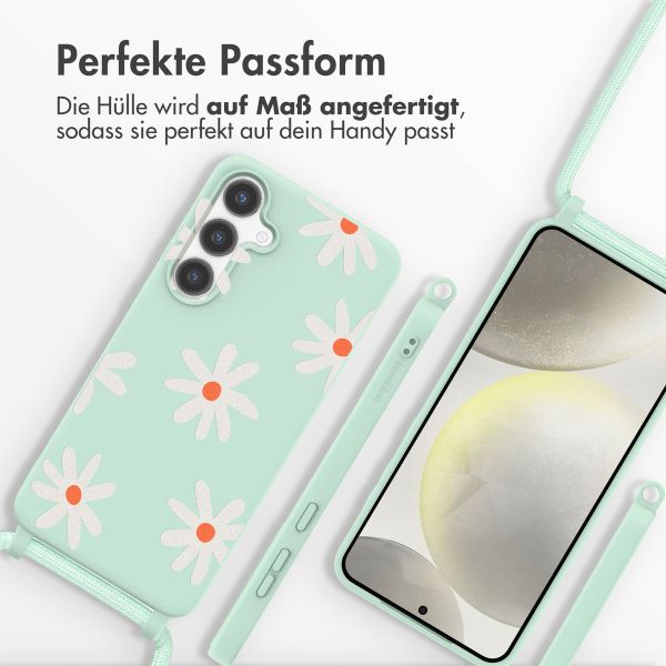 imoshion Silikonhülle design mit Band für das Samsung Galaxy S24 - Green Flower Distance