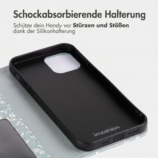 imoshion Design Klapphülle Apple iPhone 13 - Smoke Green Flowers