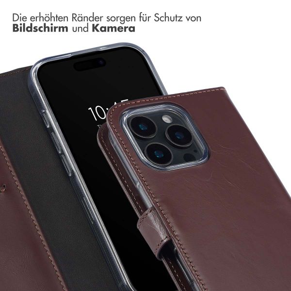 Selencia Echtleder Klapphülle für das iPhone 16 Pro Max - Braun