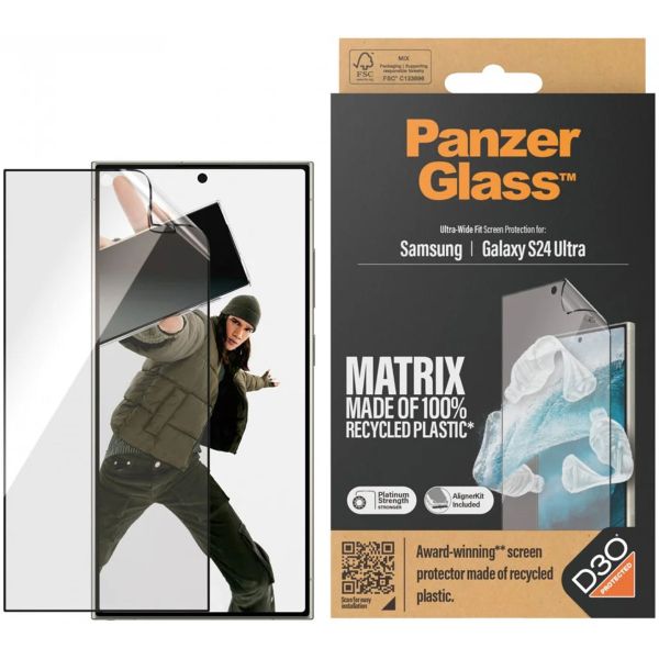 PanzerGlass ﻿Ultra Wide Fit Recycelter Antibakterieller Screen Protector Matrix inkl. Applikator für das Samsung Galaxy S24 Ultra