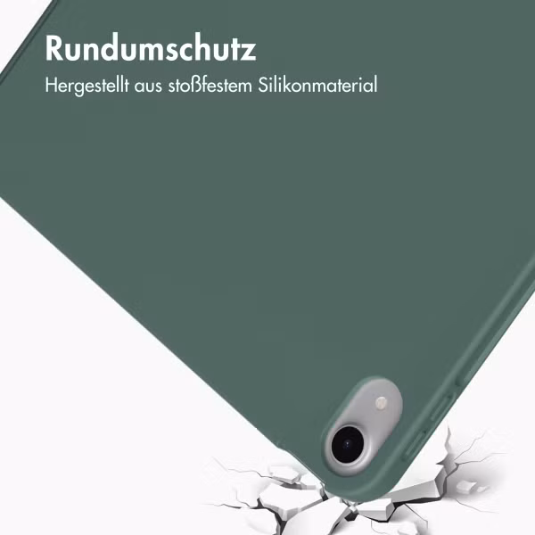 Accezz Smarte Klapphülle aus Silikon Apple iPad Air 11 Zoll (2025) M3 / (2024) M2 / Air 5 (2022) / Air 4 (2020) - Dunkelgrün