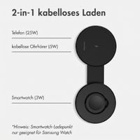 imoshion 2-in-1 kabelloses Reiseladegerät 25 W - Smartphone / Ohrhörer / Samsung Watch - Qi2.2 – Schwarz