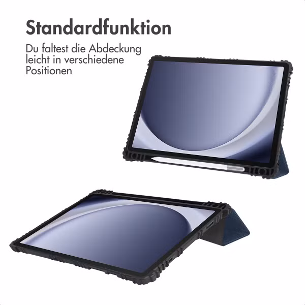Accezz Rugged Trifold Klapphülle Samsung Galaxy Tab A9 Plus - Dunkelblau