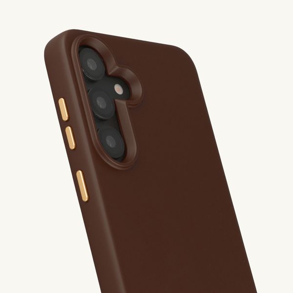 Selencia Rivièra Backcover mit MagSafe mit abnehmbaren Haken Samsung Galaxy S25 / S24 - Choco Brown