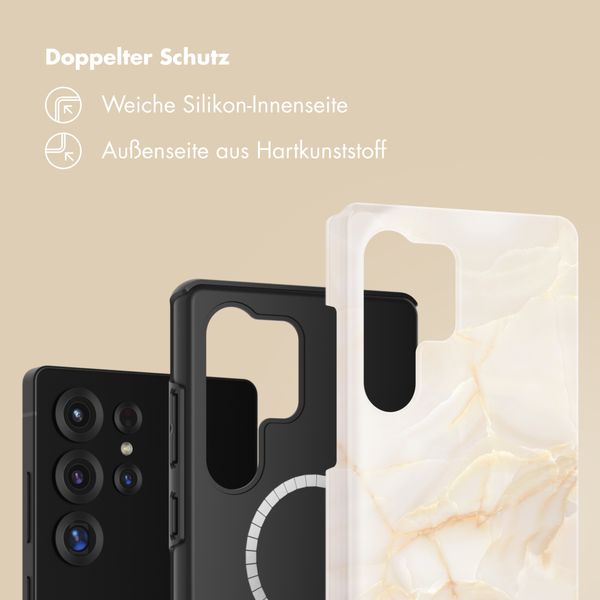 Selencia Vivid Rückabdeckung mit MagSafe Samsung Galaxy S25 Ultra - Golden Beige Marble
