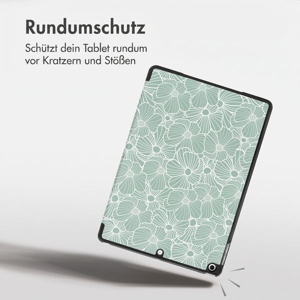 imoshion Design Trifold Klaphülle Apple iPad 9 (2021) 10.2 Zoll / iPad 8 (2020) 10.2 Zoll / iPad 7 (2019) 10.2 Zoll - Botanica