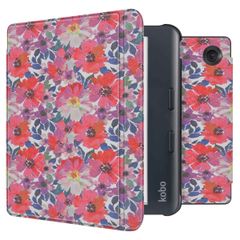 imoshion Design Slim Hard Case Sleepcover mit Stand Kobo Libra Colour - Flower Watercolor