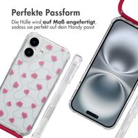 imoshion Design Hülle mit Band Apple iPhone 16 - Dusty Rose Connected Hearts