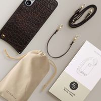 Selencia Nova Croco HandyHülle mit Kordel und Kartenhalter Samsung Galaxy S25 FE - Choco Brown