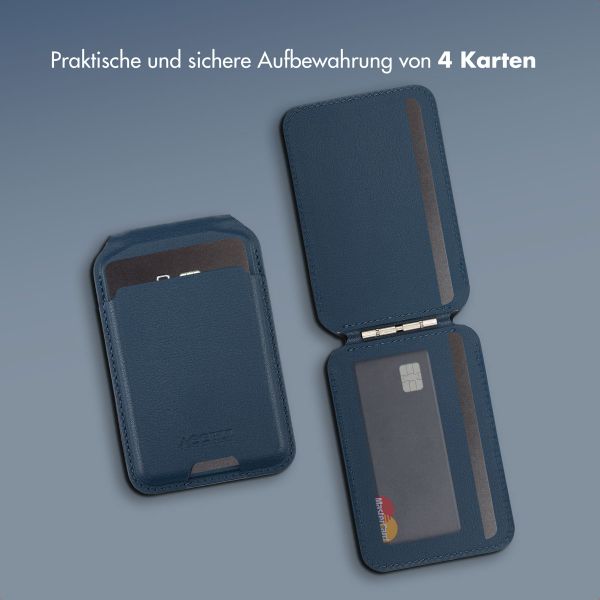Accezz Leder-Wallet mit Standfunktion - Geeignet für MagSafe und Qi2 - Nightfall Blue