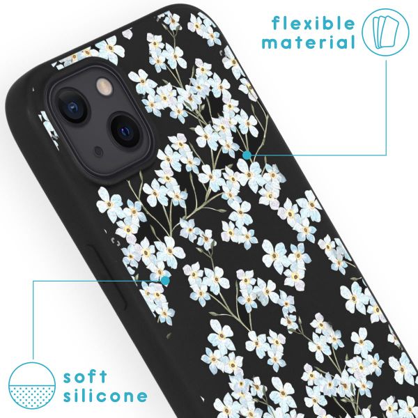 imoshion Design Hülle für das iPhone 13 - Blume - Weiß / Schwarz