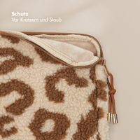 Selencia Teddy Laptop Hülle 15-16 Zoll - Laptop Sleeve - Vanilla Leopard