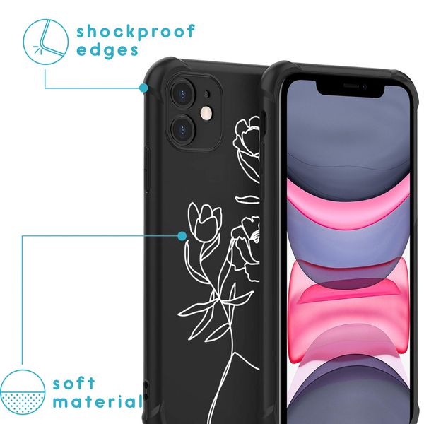 imoshion Design Hülle mit Band für das iPhone 11 - Woman Flower Black