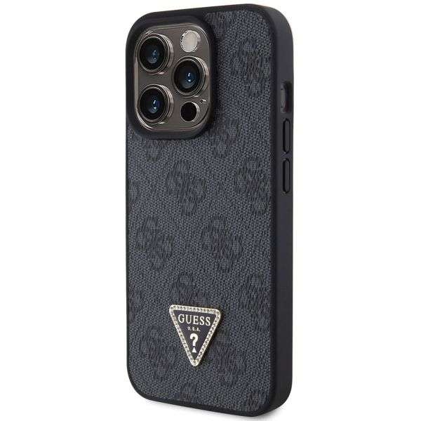 Guess 4G Logo Triangle Strass Back Cover für das iPhone 15 Pro - Schwarz