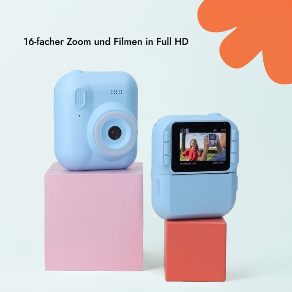 imoshion Kids Camera mit Fotodrucker - Kinderkamera - Fotos/Videos/Spiele - Blau