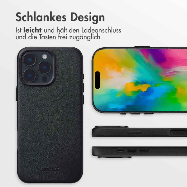 Accezz MagSafe Leather Backcover für das iPhone 16 Pro Max - Onyx Black