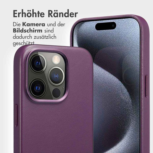 Accezz 2-in-1 Klapphülle aus Leder mit MagSafe für das iPhone 15 Pro - Heath Purple