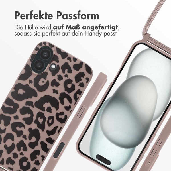 imoshion Silikonhülle design mit Band für das Apple iPhone 16 Plus - Animal Pink