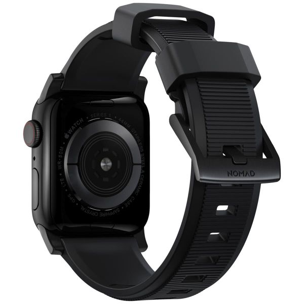 Nomad Robustes Armband FKM für die Apple Watch Series 1 bis 10 / SE / Ultra (2) (44/45/46/49 mm) - Schwarz/Schwarz