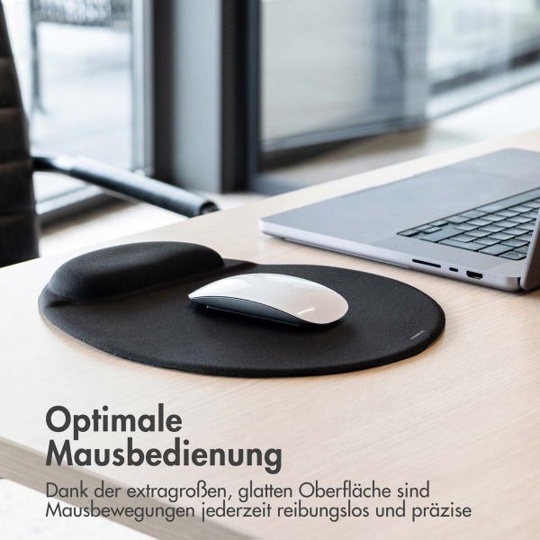 imoshion Ergonomisches Mauspad - Mauspad mit Handgelenkstütze - 30x25 cm - Schwarz