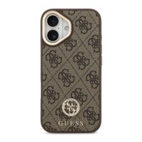 Guess Classic Strass Logo Leather Back Cover mit MagSafe Apple iPhone 17 - Braun