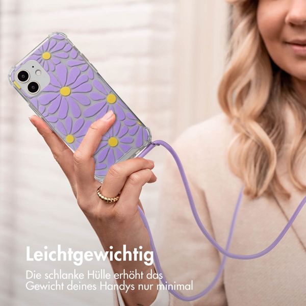 imoshion Design Hülle mit Band Apple iPhone 12 (Pro) - Tropical Violet Flowers Connect