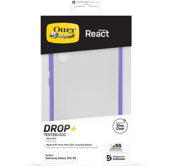 OtterBox React Backcover für das Samsung Galaxy A34 (5G) - Transparent / Violett