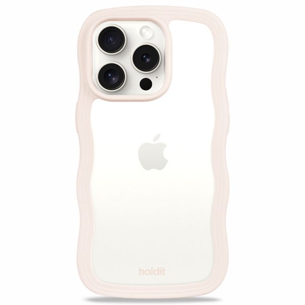 Holdit Wavy Case für das iPhone 14 Pro - Light Beige / Transparent