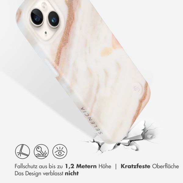 Selencia Aurora Fashion Back Case für das iPhone 14 - ﻿Strapazierfähige Hülle - 100 % recycelt - Weißer Marmor