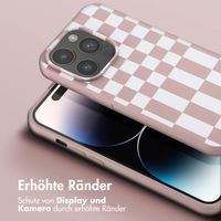 Selencia Silikonhülle design mit abnehmbarem Band für das iPhone 14 Pro - Irregular Check Sand Pink