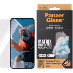 PanzerGlass ﻿Ultra Wide Fit Recycelter Antibakterieller Screen Protector Matrix inkl. Applikator für das Samsung Galaxy S24