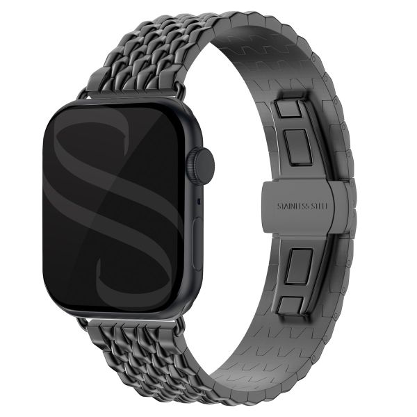 Selencia Drachenarmband aus Stahl für die Apple Watch Series 1 bis 10 / SE / Ultra (2) (44/45/46/49 mm) - Schwarz