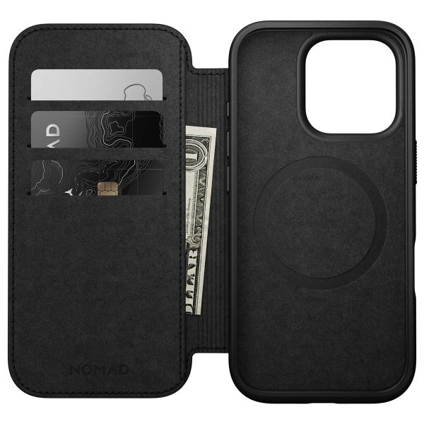 Nomad Modern Leather Folio Klapphülle für das iPhone 16 Pro - Black