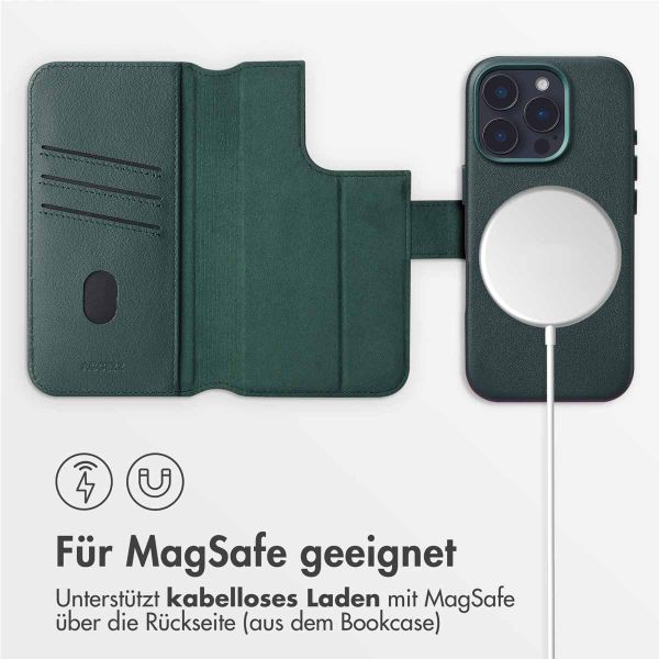 Accezz 2-in-1 Klapphülle aus Leder mit MagSafe Apple iPhone 16 Pro - Cedar Green
