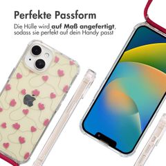 imoshion Design Hülle mit Band Apple iPhone 15 - Dusty Rose Connected Hearts
