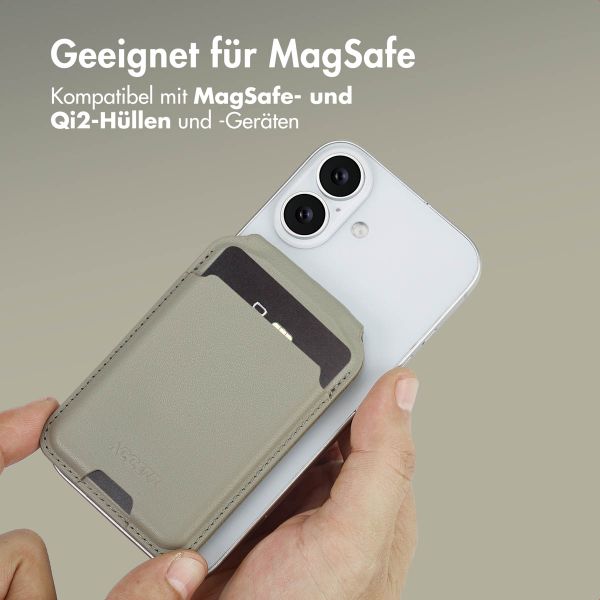 Accezz Leder-Wallet mit Standfunktion - Geeignet für MagSafe und Qi2 - Light Grey