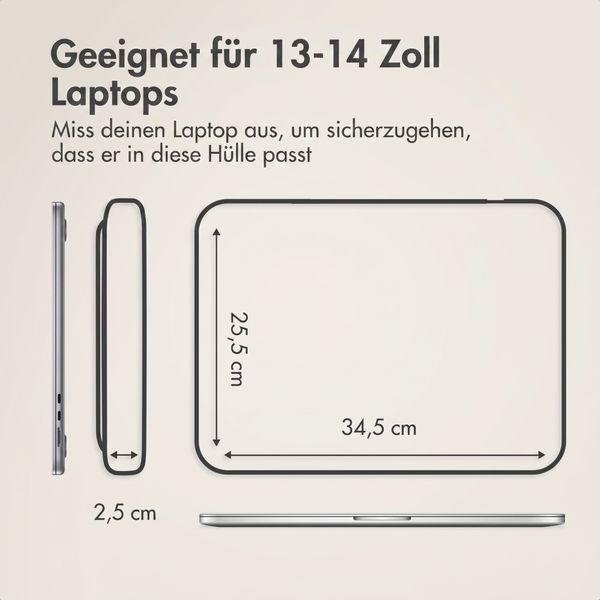 Accezz Leather Laptop Hülle mit Reißverschluss 13-14 Zoll - Laptop Sleeve - Cognac