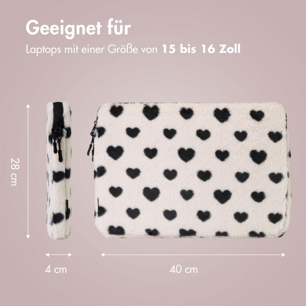 imoshion Fluffy Laptop Hülle 15-16 Zoll - Laptop Sleeve - Hearts