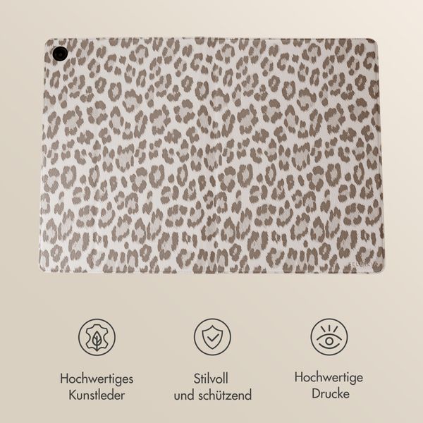 Selencia Sabi Klapphülle mit Leopardenmuster Samsung Galaxy Tab A11 Plus - Soft Ivory